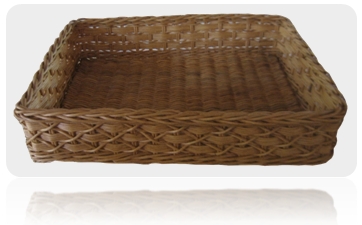 Handcrafted rattan wicker tray basket