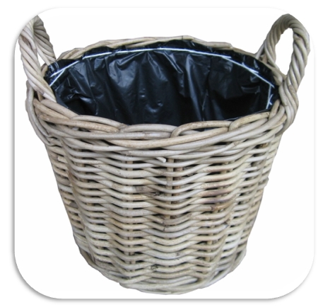 gray wicker storage baskets