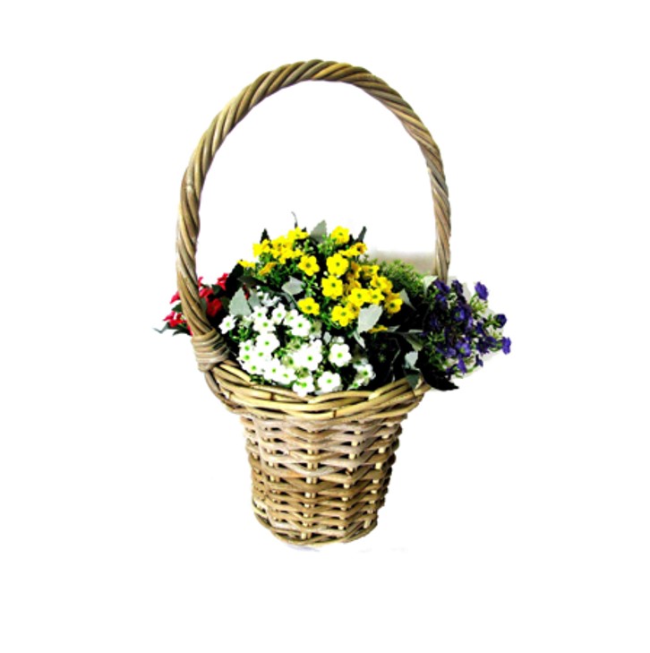 Rattan Grey Flowers Baskets